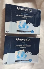 Grove Co Laundry Detergent Sheets - Free and Clear Scent - Lot of 2
