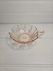 Vintage Pink Depression Glass Oyster & Pearl Heart Shaped Dish with Handle 5 in