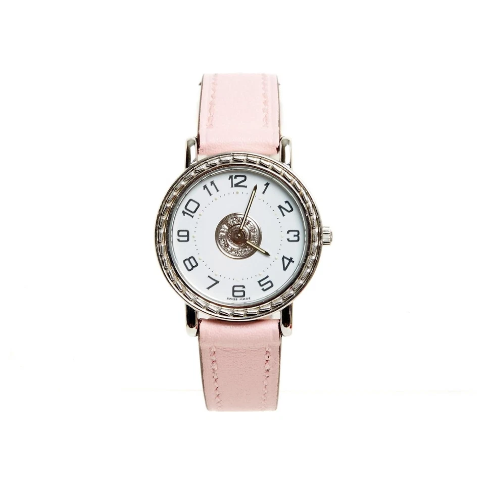 Hermès Montre Sellier PM Steel Sellier Watch with new Pink Bracelet Hermes