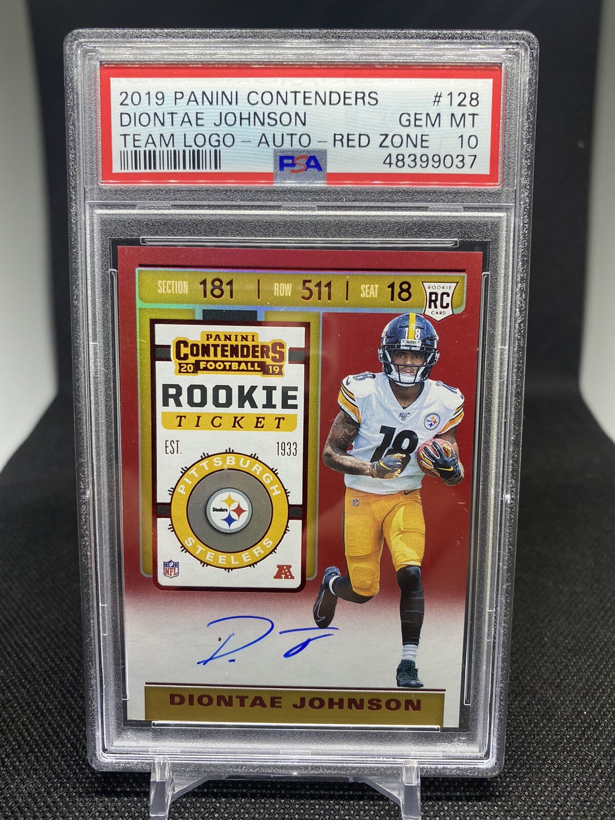 Diontae Johnson Panini Contenders #128 Team Logo-Autograph-Red Zone