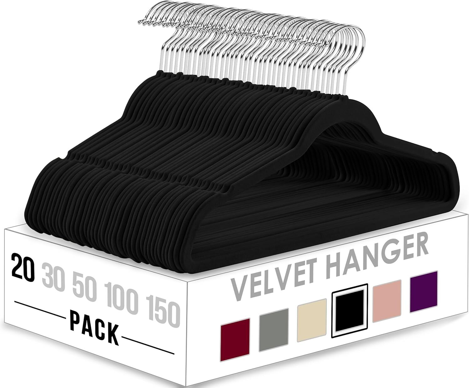 Utopia Home 20-Pack Black Velvet Non-Slip Clothes Hangers-image