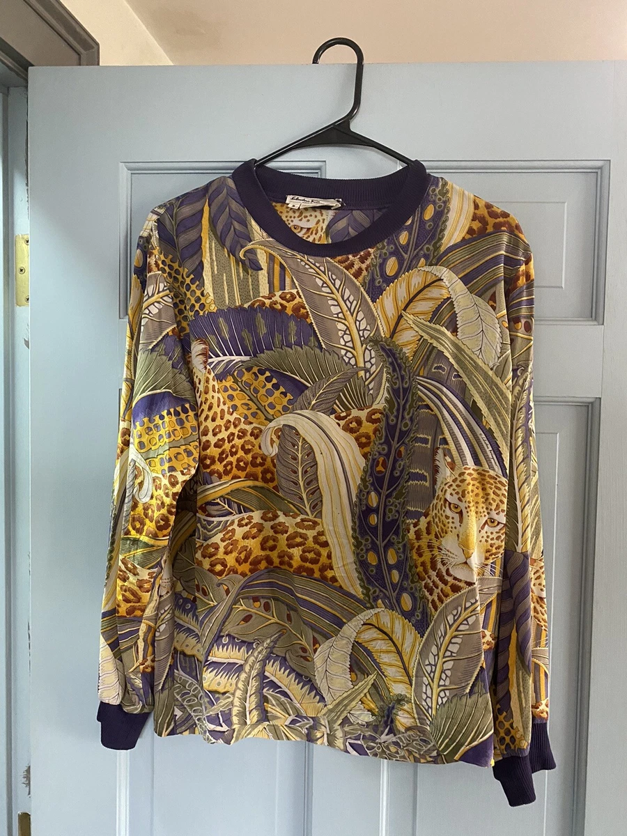 Salvatore Ferragamo Tropical Print Long Sleeve Shirt Men