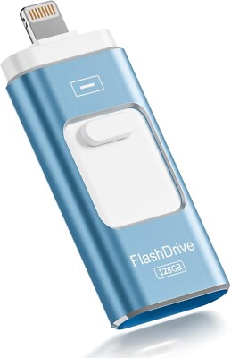 ROSPE USB Stick 128GB für iPhone, MFi zertifizierter Lightning Memory Stick, 3-in-1