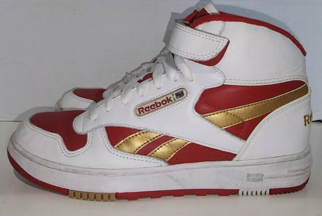 Reebok Classic Hi Top Shoes US size M9/W11 White Red &amp; Gold | eBay