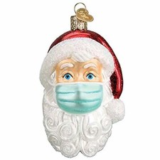 Old World Christmas Glass Blown Ornament, Santa w/Face Mask With OWC Gift Box 