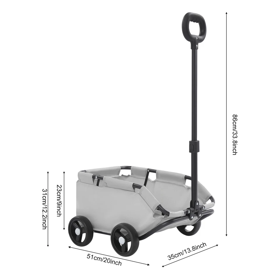 Folding Dog Stroller Grey Portable Pet Travel Carrier Cart Pull Rod Adjustable - Image 2 of 4