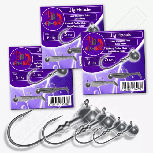 Jig Heads size 6 2g-4g SHARP Hooks Pike Drop Shot Perch Fishing Tackle Soft Lure