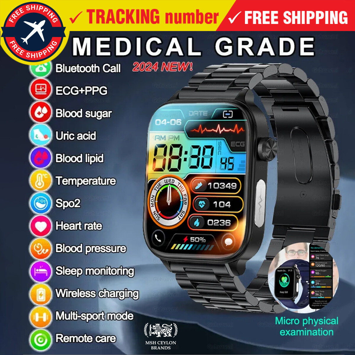 Ecg Wearable Heart Rate And Blood Pressure Monitor ECG+PPG Medical