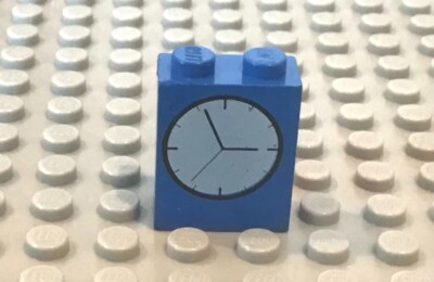 LEGO Blue Brick 1x2x2 with Clock Face Pattern