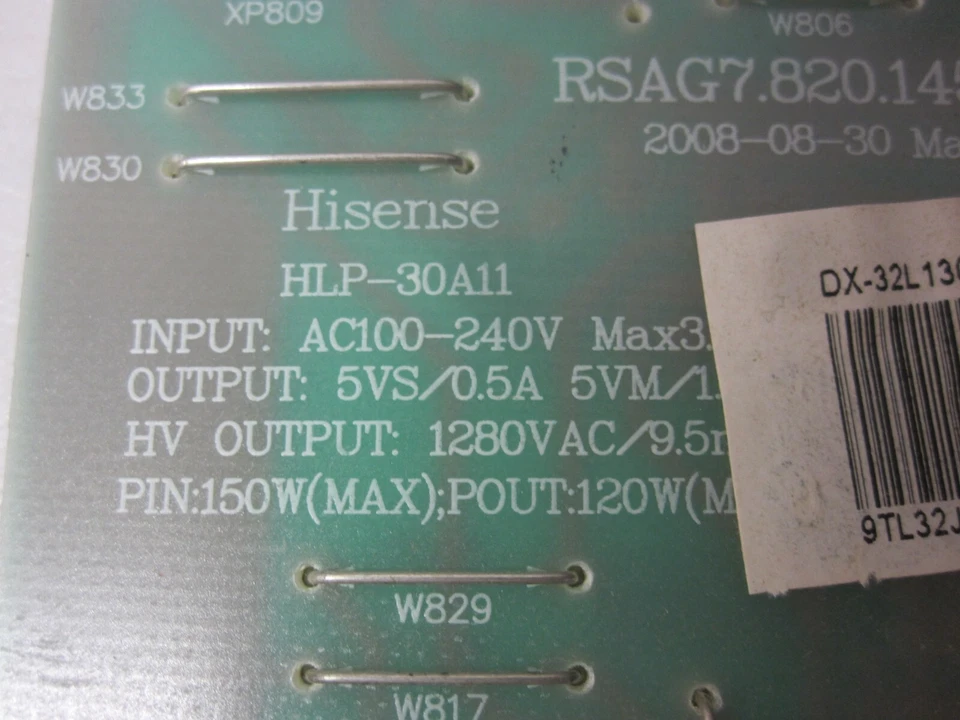 Hisense 117381 Fuente de alimentación / Inversor de retroiluminación RSAG7.820.1459 HLP-30A11 Foto 4 de 4