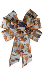 Small 5-6" Hand Made Scarecrow Wired Wreath Bow Fall Harvest Thanksgiving Orange