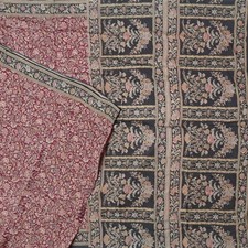 Vintage Burgundy Sarees 100 Pure Silk Floral Printed Sari 6YD Craft Fabric