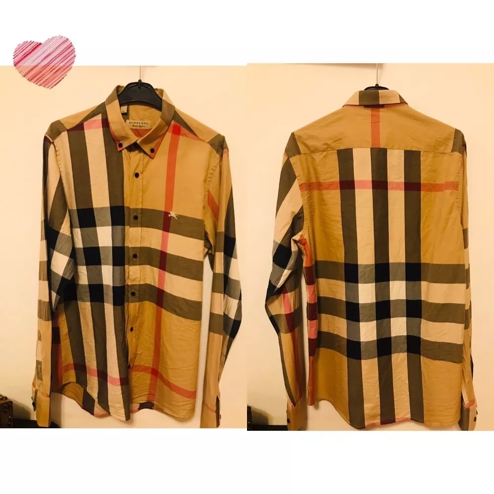 Burberry London England shirt in 100% cotton with vintage check pattern Size M