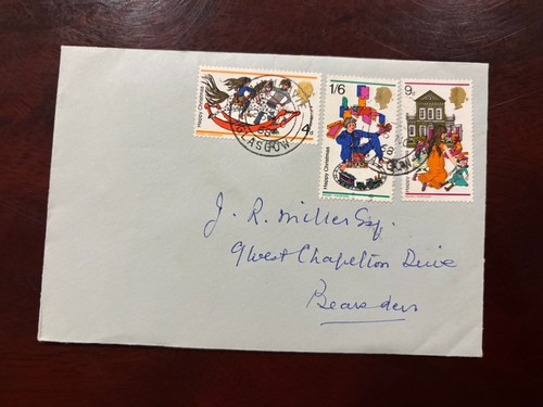 United Kingdom 1968 - Christmas letter fdc with stamps set Glasgow - 第 1/1 張圖片