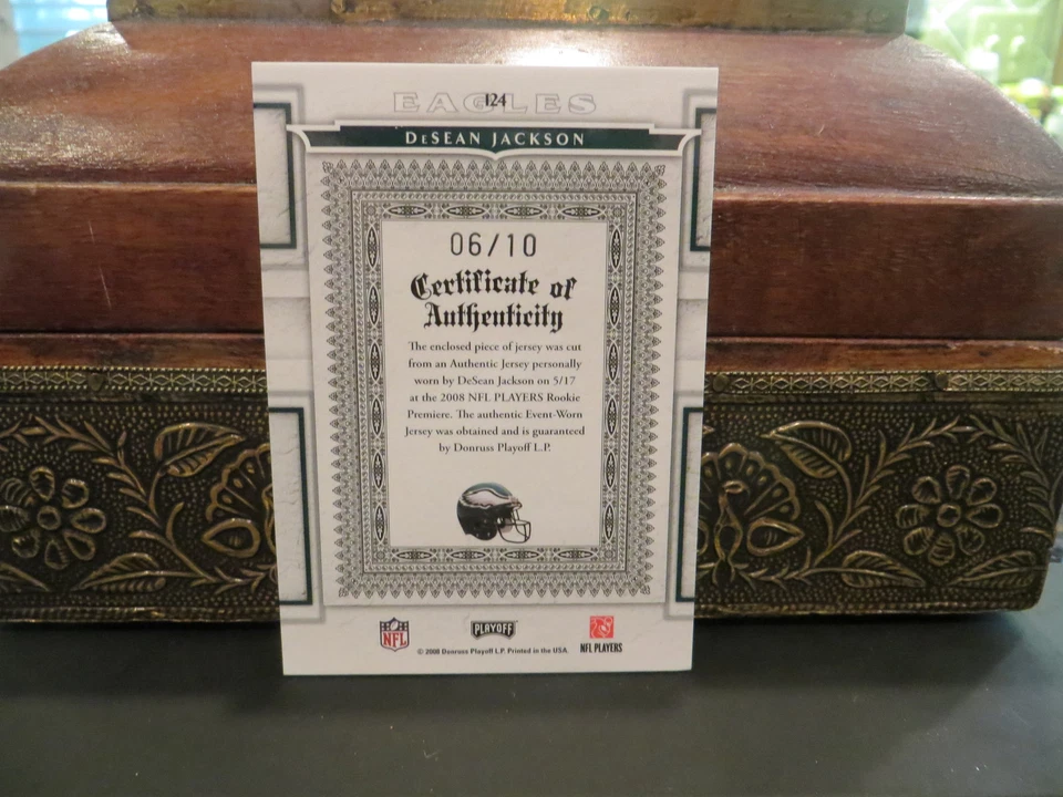 National Treasures Rookie Reebok Logo Jersey Eagles DeSean Jackson 06/10  2008 - Image 4 of 4