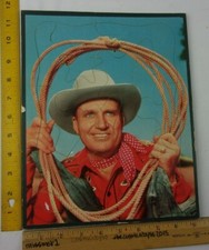 Gene Autry and lasso rope1950 frame tray puzzle VINTAGE