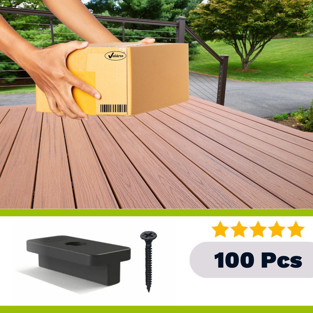 100 pcs Composite Decking Clips T Clip Hidden Fixings and Wood Screws 6mm