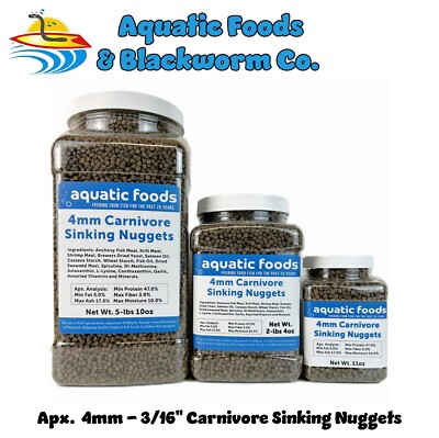 4mm- 3/16'' Carnivore Sinking Nuggets for Oscars, Discus, Angelfish & More WL-JAR