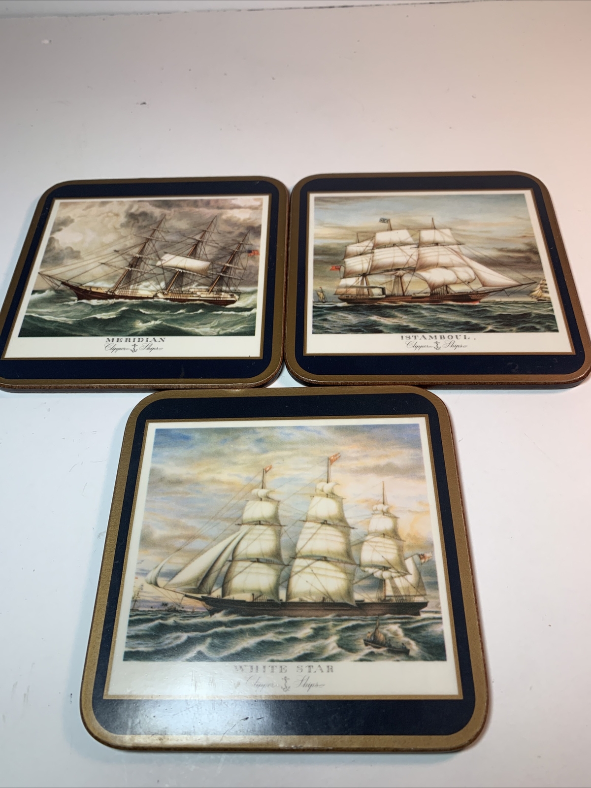 Vintage Pimpernel Clipper Ships Cork Back Coasters Set of 3 American Flag🇺🇸 eBay