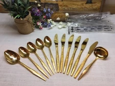 FREE SHIP! Carlyle GOLDEN BOUQUET,Knives, Ladle, Slotted Spoon VERY NEAR MINT!