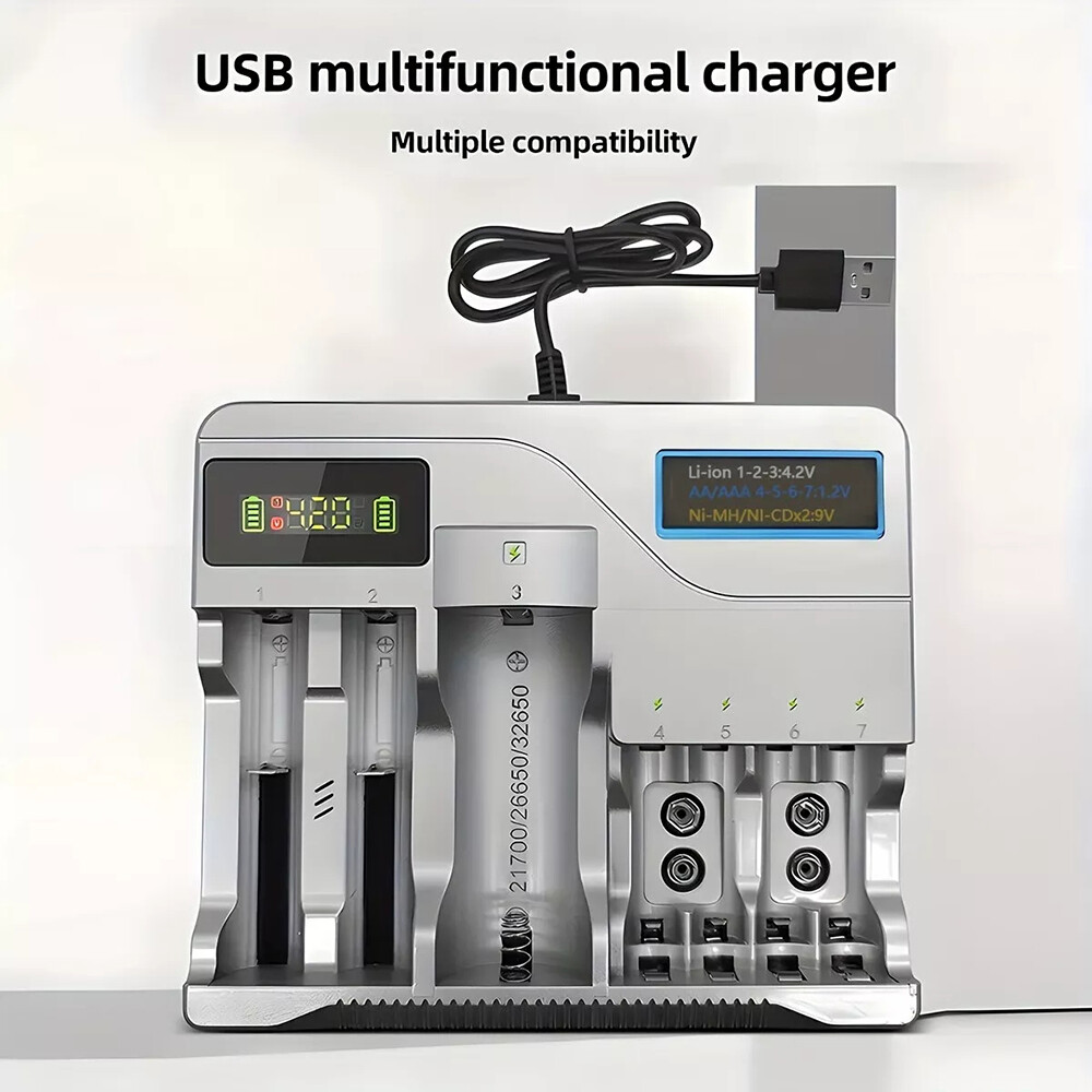 Universal Rechargeable Batteries Battery Charger For AA AAA DC 9V Ni-MH Ni-CD-image
