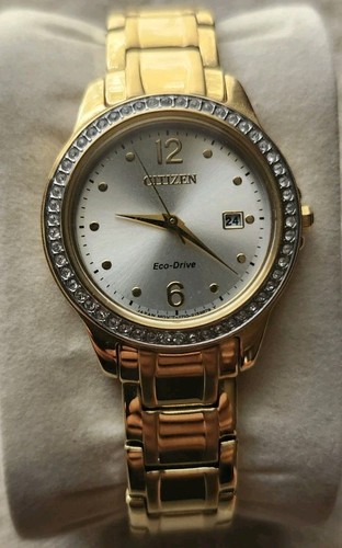 Citizen Eco-Drive Gold Tone Watch Stainless Steel Bracelet J710-S113229