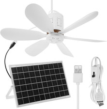 1 Set Portable Solar Ceiling Fan Kit 15W Monocrystalline Solar Panel USB Hanging