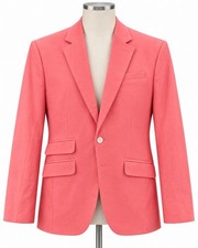 Men s Pink Coral Blazer 50R One Button Cotton Blend Sport Coat Never Worn