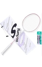 KUMPOO Set di racchette da badminton con nastro di presa e copertura, fibra di carbonio rosa 