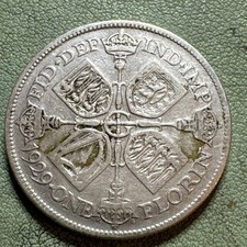 1929 Great Britain One Florin - Silver Coin - Two Shillings - George V .1818 ASW