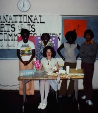 1970s International Sports Team Group Photo Classroom Afro 35mm Slide