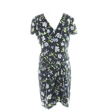 Chanel Silk V-Neck Floral Dress Black 38 Women's