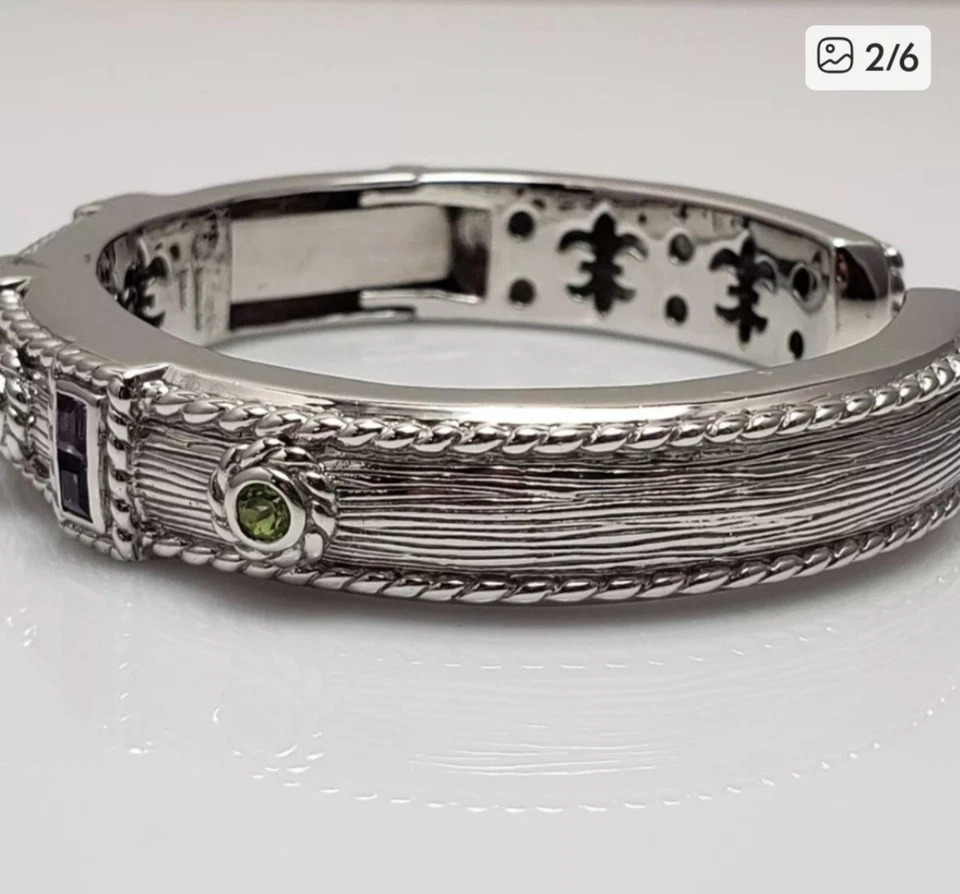 Brazalete Judith Ripka Plata Esterlina Topacio Azul y Peridoto Talla AVG JR Caja Foto 2 de 4