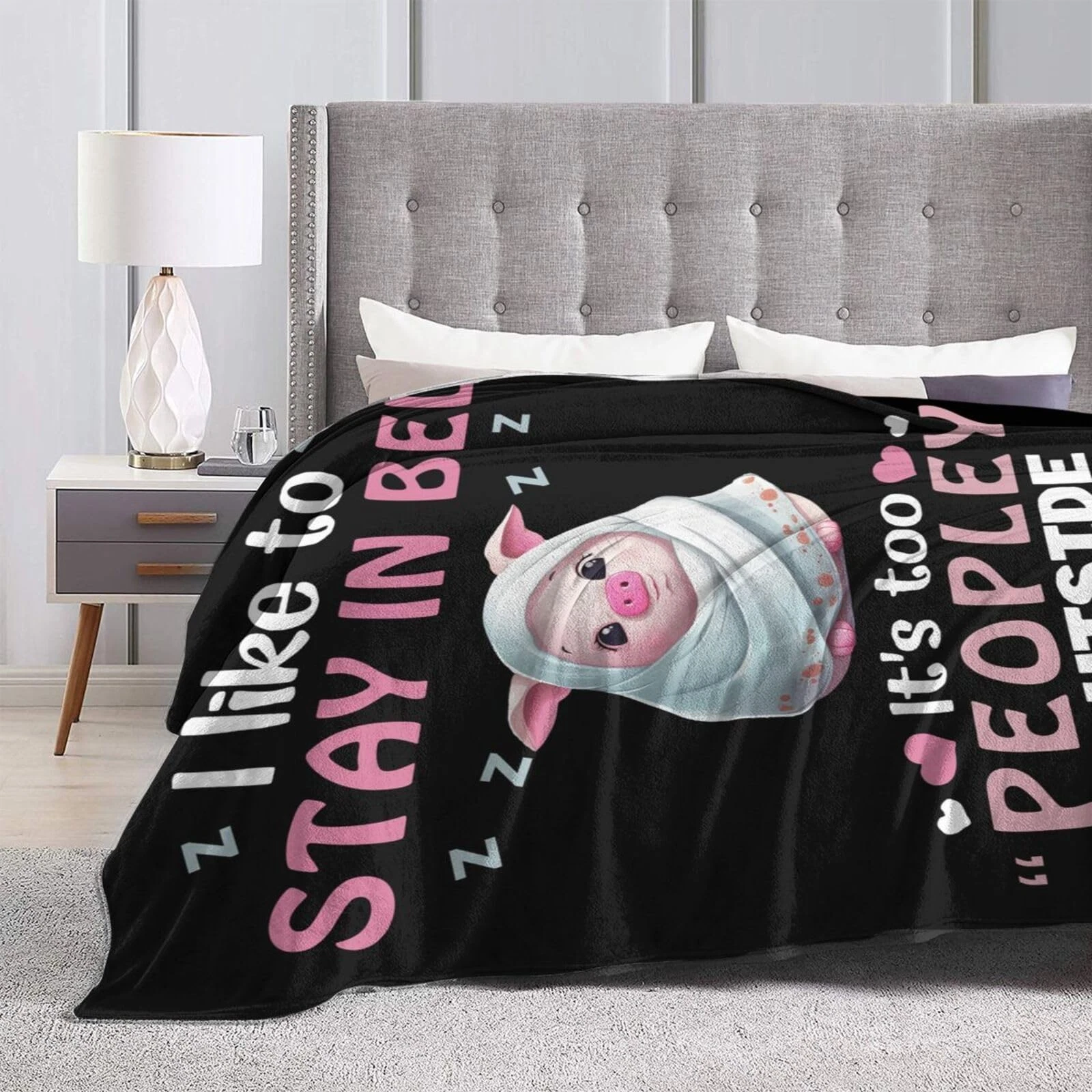 Funny Pig Plush Fleece Animal Throw Blanket Soft Cozy Warm Bed