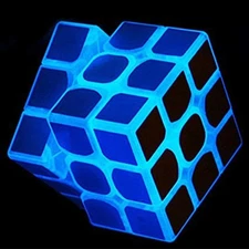 3x3 Blue Fluorescent Speed Cube Glow in Dark Magic 3-D Brain... 
