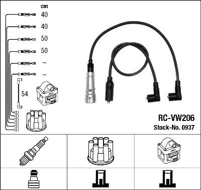 0937 IGNITION CABLE SET LEADS KIT NGK NEW OE REPLACEMENT - Picture 2 of 6