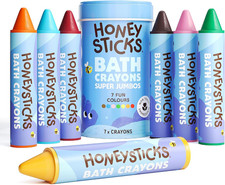 Honeysticks Super Jumbo Bath Crayons Non Toxic (7 Pack) for Toddlers 1-3 and Kid