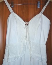 Vintage White Summer Dress Tea Length Zips In Back