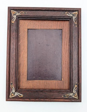 Edwardian Arts Crafts Oak Photo Frame Art Nouveau Metal Corners c1900 1915