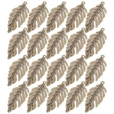 20Pcs Bronze Leaf Jewelry Accessories Alloy Pendant For Handicraft Decor BYE