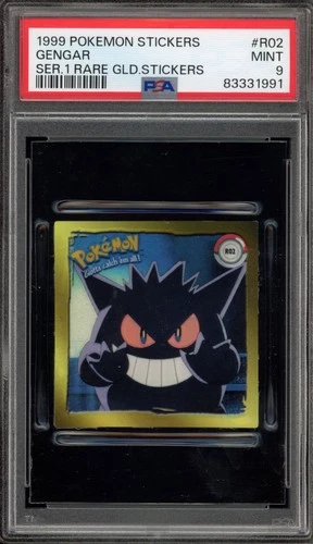 Pokemon Gengar Stickers Series 1 Rare Gold #R02 PSA 9 Mint