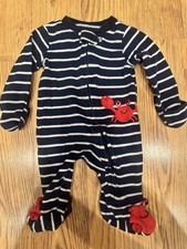 Carters just One You Newborn Crab Pajamas Stripes Zip Up