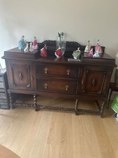 vintage oak dining set four chairs plus 2 carver chairs one sideboard server to