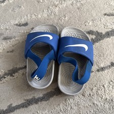 Nike Kids Kawa Blue Gray Comfort Slip On Slides Sandal Size 6C