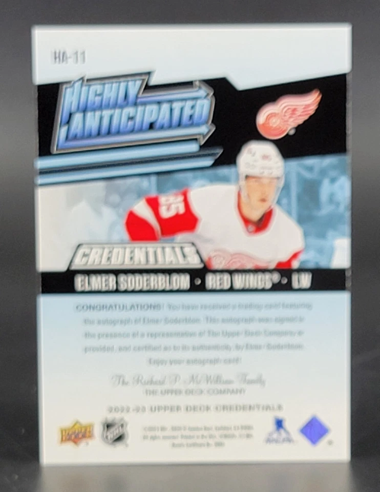2022-23 Upper Deck Credentials Highly Anticipated Autos #HA-11 Elmer Soderblom - Image 2 of 2