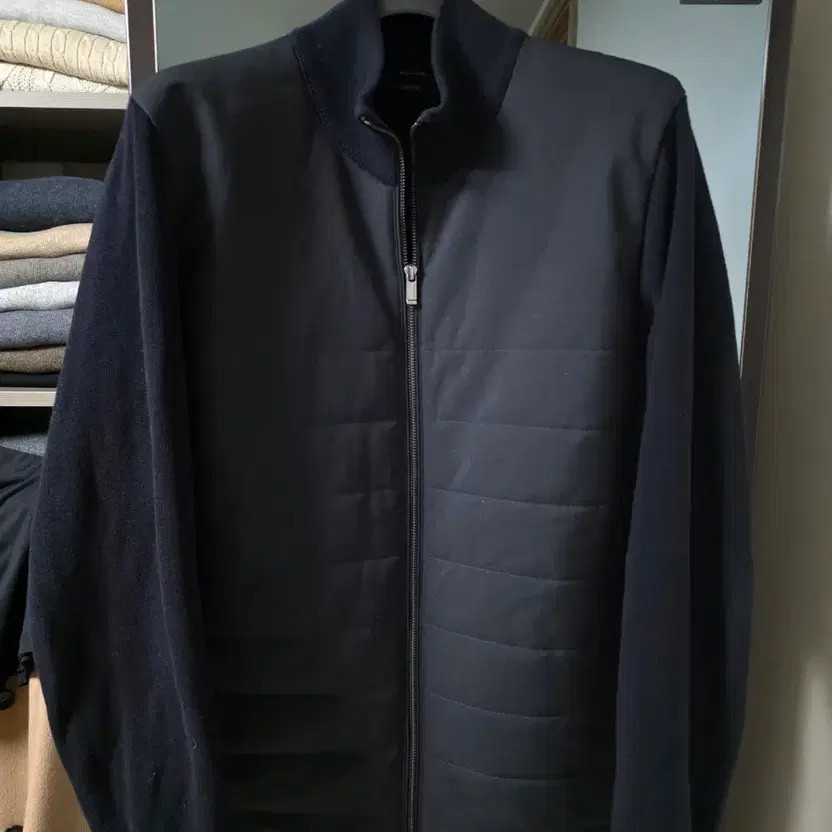 Massimo Dutti Men's Knit Padded Jacket XL Navy Warm Coat thumbnail 9