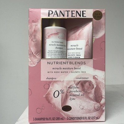 Pantene Nutrient Blends Shampoo Conditioner Set, Rose Water, 8-9.6 oz