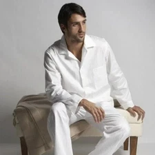 NIB Frette Rigato Ara Men's Pajamas Size XL 100% Cotton White