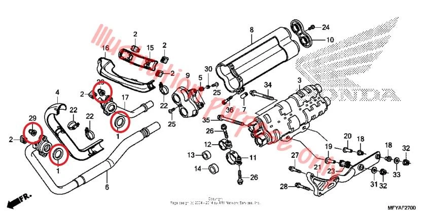 Exhaust Manifold Gasket Repair Set Honda VT1300 VTX1300C/R/S/T, VTX1800C/F/N/R/S - Image 3 of 3