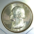 1948 D ** Washington Quarter ** Beautiful Color ** Superb Gem BU ** Album Toned
